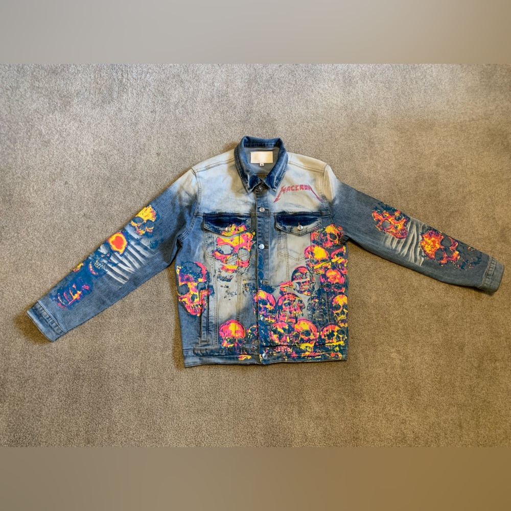 Mackeen Jean jacket size xl multi color pink yellow blue - Picture 1 of 7